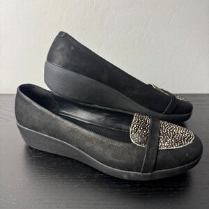 FitFlop Supercomff Black Leather Calf Hair Accent Loafer Flats EUR 37.5 Womens